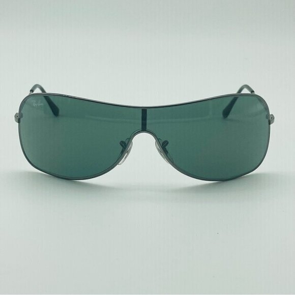 SOLD RAY-BAN RB3211 Sunglasses Shield Silver  Gunmetal/Green Gray - Picture 4 of 11